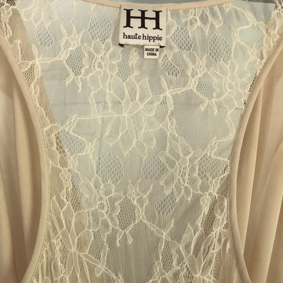 EUC Haute Hippie cream lace blouse small - Picture 4 of 4